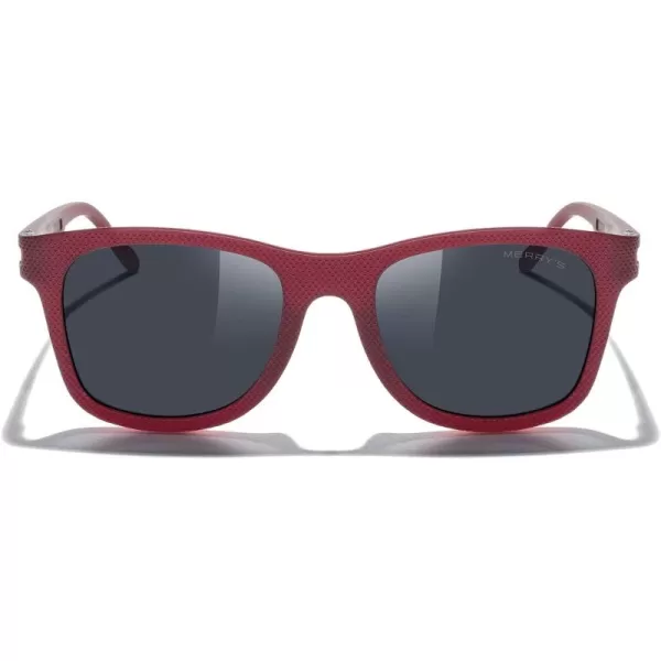 MERRYS Unisex Polarized Sunglasses for lovers Lightweight TR90 Frame Square Sun Glasses for MenWomenRed FrameBlack Lens