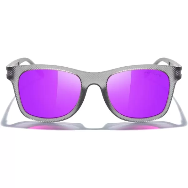 MERRYS Unisex Polarized Sunglasses for lovers Lightweight TR90 Frame Square Sun Glasses for MenWomenTra Gray FramePurple Mirror LensPurple Temples