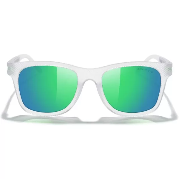 MERRYS Unisex Polarized Sunglasses for lovers Lightweight TR90 Frame Square Sun Glasses for MenWomenTransparent FrameGreen Mirror LensGreen Temples