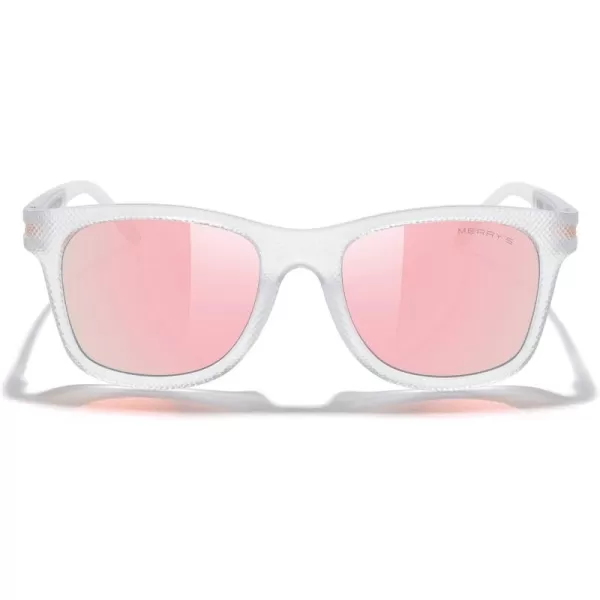 MERRYS Unisex Polarized Sunglasses for lovers Lightweight TR90 Frame Square Sun Glasses for MenWomenTransparent FramePink Mirror LensPink Temples