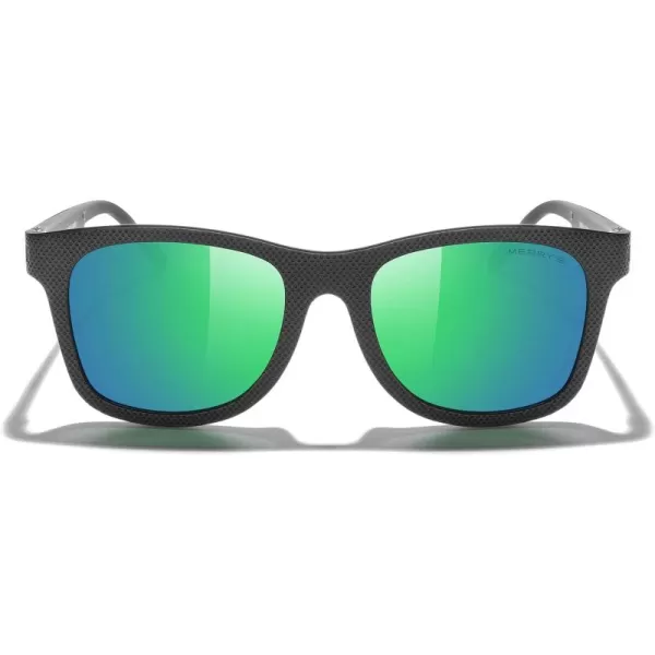 MERRYS Unisex Polarized Sunglasses for lovers Lightweight TR90 Frame Square Sun Glasses for MenWomenZ Black FrameGreen Mirror Lens