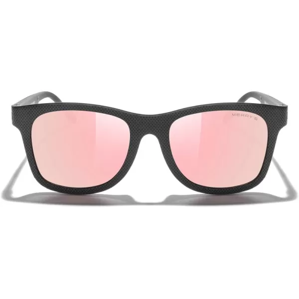 MERRYS Unisex Polarized Sunglasses for lovers Lightweight TR90 Frame Square Sun Glasses for MenWomenZ Black FramePink Mirror Lens