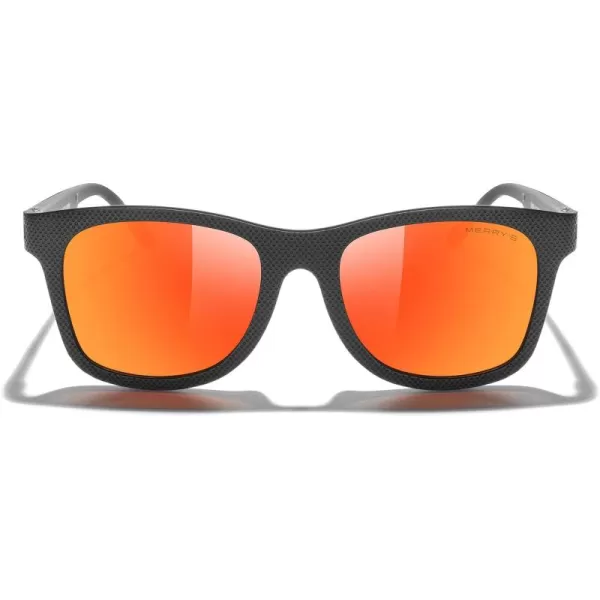 MERRYS Unisex Polarized Sunglasses for lovers Lightweight TR90 Frame Square Sun Glasses for MenWomenZ Black FrameRed Mirror Lens