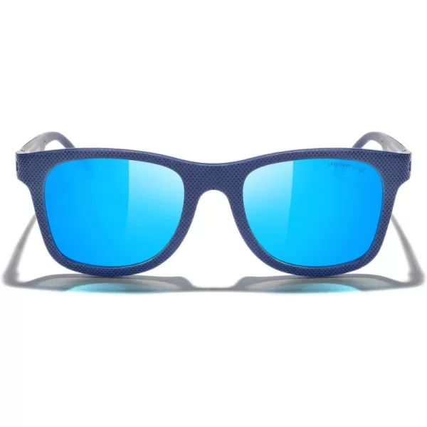 MERRYS Unisex Polarized Sunglasses for lovers Lightweight TR90 Frame Square Sun Glasses for MenWomenZ Blue FrameBlue Mirror Lens