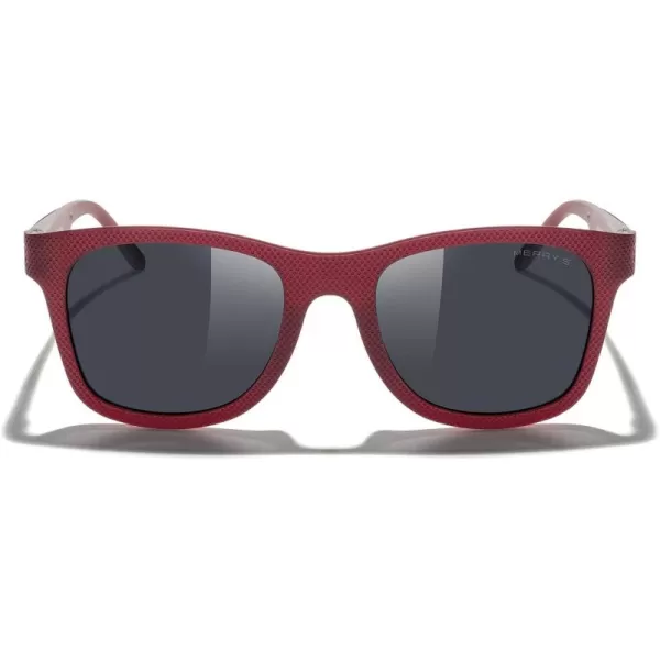 MERRYS Unisex Polarized Sunglasses for lovers Lightweight TR90 Frame Square Sun Glasses for MenWomenZ Red FrameBlack Lens