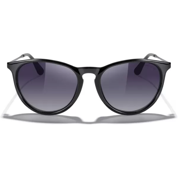 MERRYS Vintage Polarized Sunglasses for Women Men Retro Round Mirrored Lens Sun glasses UV400Black FrameBlack Gradient LensGrey Legs