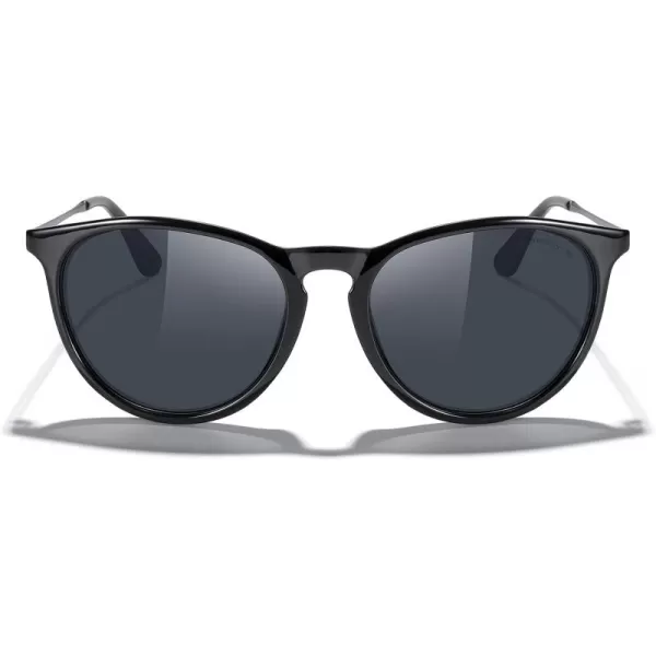 MERRYS Vintage Polarized Sunglasses for Women Men Retro Round Mirrored Lens Sun glasses UV400Black FrameBlack LensGrey Legs