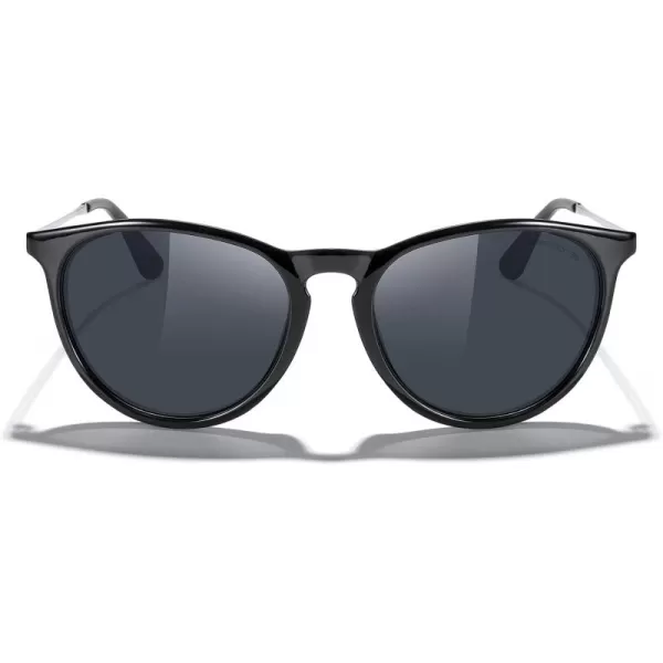 MERRYS Vintage Polarized Sunglasses for Women Men Retro Round Mirrored Lens Sun glasses UV400Black FrameBlack LensSilver Legs