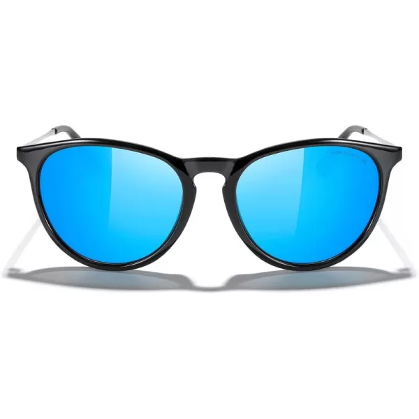 MERRYS Vintage Polarized Sunglasses for Women Men Retro Round Mirrored Lens Sun glasses UV400Black FrameBlue Mirror LensSilver Legs