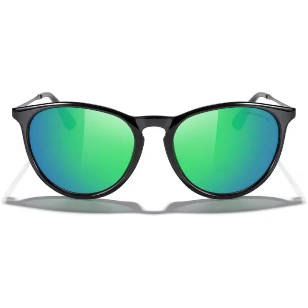 MERRYS Vintage Polarized Sunglasses for Women Men Retro Round Mirrored Lens Sun glasses UV400Black FrameGreen Mirror LensGrey Legs