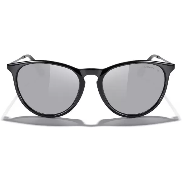 MERRYS Vintage Polarized Sunglasses for Women Men Retro Round Mirrored Lens Sun glasses UV400Black FrameSilver Mirror LensGrey Legs