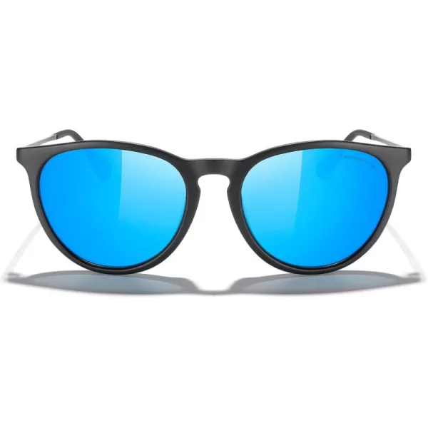 MERRYS Vintage Polarized Sunglasses for Women Men Retro Round Mirrored Lens Sun glasses UV400Matte Black FrameBlue Mirror LensBlack Legs