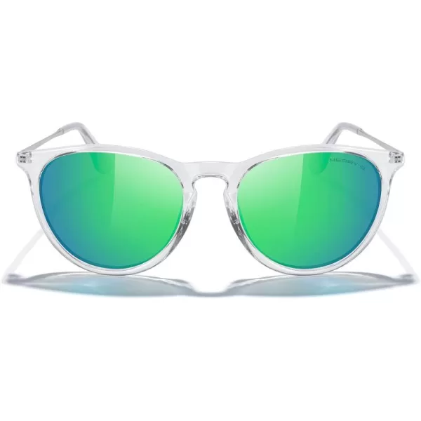 MERRYS Vintage Polarized Sunglasses for Women Men Retro Round Mirrored Lens Sun glasses UV400Transparent FrameGreen Mirror LensSilver Legs