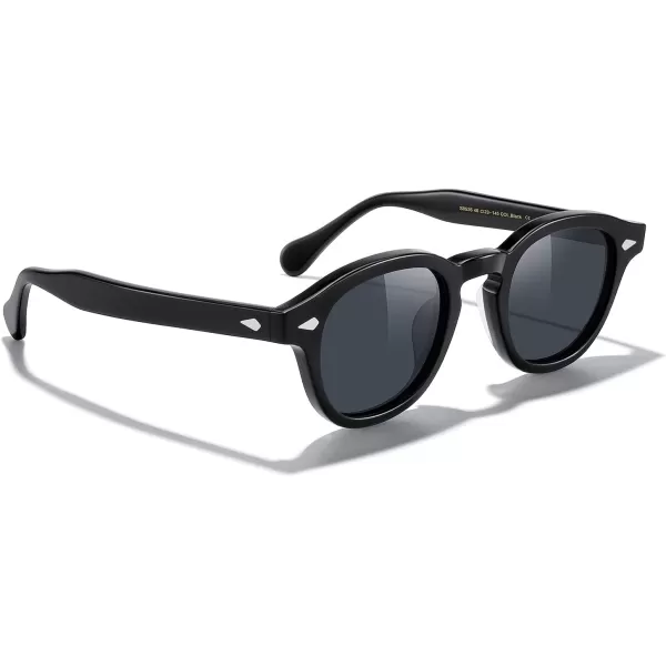 MERRYS Acetate Polarized Retro Oval Sunglasses for Men Women unisex adult Vintage EyewearBlack FrameBlack Lens