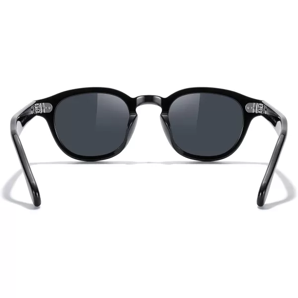 MERRYS Acetate Polarized Retro Oval Sunglasses for Men Women unisex adult Vintage EyewearBlack FrameBlack Lens