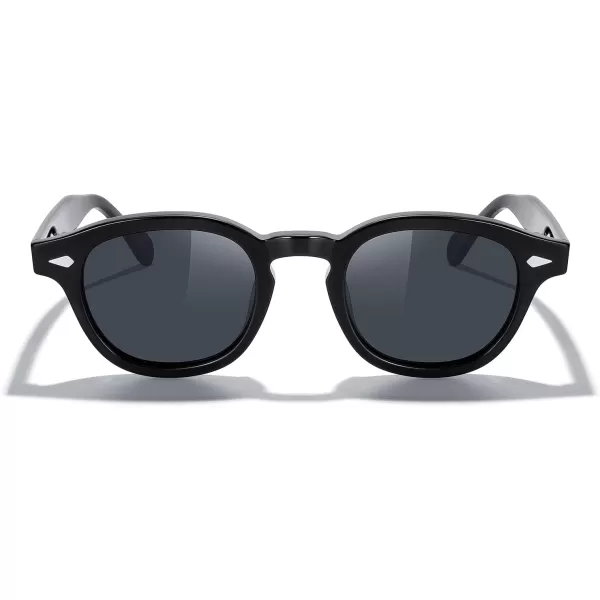 MERRYS Acetate Polarized Retro Oval Sunglasses for Men Women unisex adult Vintage EyewearBlack FrameBlack Lens