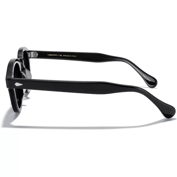 MERRYS Acetate Polarized Retro Oval Sunglasses for Men Women unisex adult Vintage EyewearBlack FrameBlack Lens