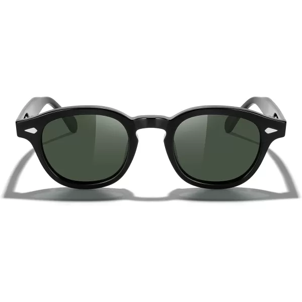 MERRYS Acetate Polarized Retro Oval Sunglasses for Men Women unisex adult Vintage EyewearBlack FrameG15 Lens