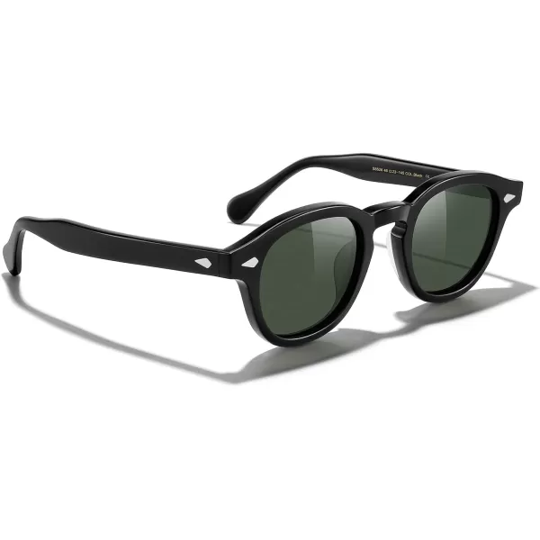 MERRYS Acetate Polarized Retro Oval Sunglasses for Men Women unisex adult Vintage EyewearBlack FrameG15 Lens