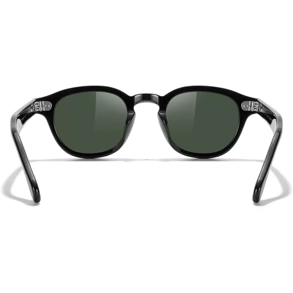MERRYS Acetate Polarized Retro Oval Sunglasses for Men Women unisex adult Vintage EyewearBlack FrameG15 Lens