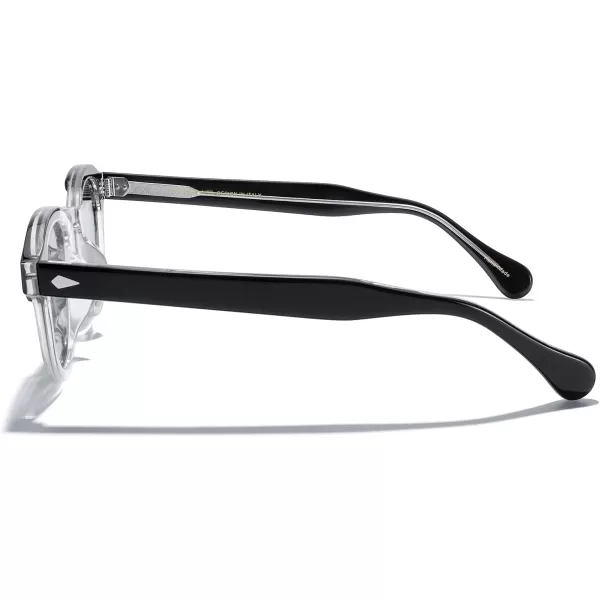 MERRYS Acetate Polarized Retro Oval Sunglasses for Men Women unisex adult Vintage EyewearBlack Transparent FrameG15 Lens