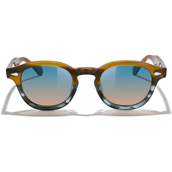 MERRYS Acetate Polarized Retro Oval Sunglasses for Men Women unisex adult Vintage EyewearBrowntra Gray FrameBlue Brown Lens
