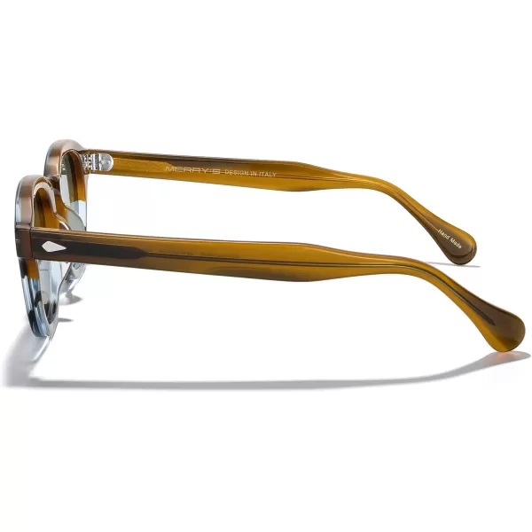 MERRYS Acetate Polarized Retro Oval Sunglasses for Men Women unisex adult Vintage EyewearBrowntra Gray FrameBlue Brown Lens