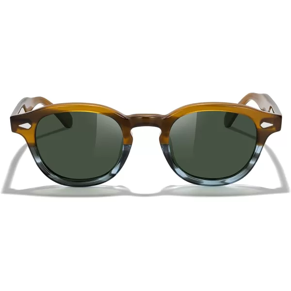 MERRYS Acetate Polarized Retro Oval Sunglasses for Men Women unisex adult Vintage EyewearBrowntra Gray FrameG15 Lens
