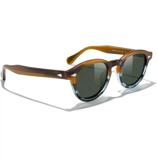 MERRYS Acetate Polarized Retro Oval Sunglasses for Men Women unisex adult Vintage EyewearBrowntra Gray FrameG15 Lens