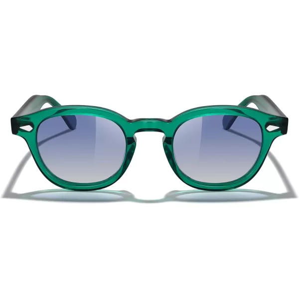 MERRYS Acetate Polarized Retro Oval Sunglasses for Men Women unisex adult Vintage EyewearEmerald Green FrameBlue Gradient Lens