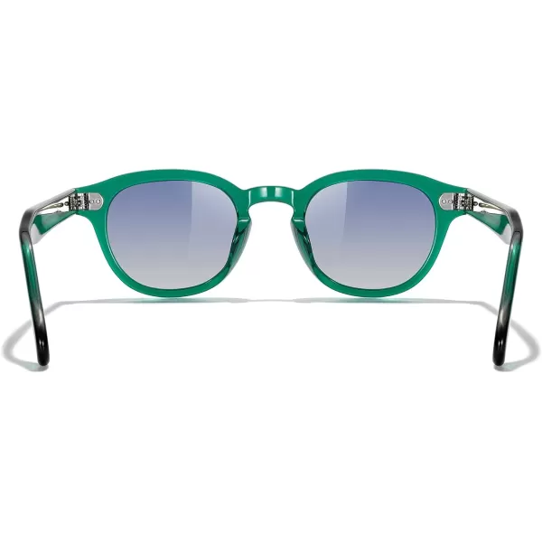 MERRYS Acetate Polarized Retro Oval Sunglasses for Men Women unisex adult Vintage EyewearEmerald Green FrameBlue Gradient Lens