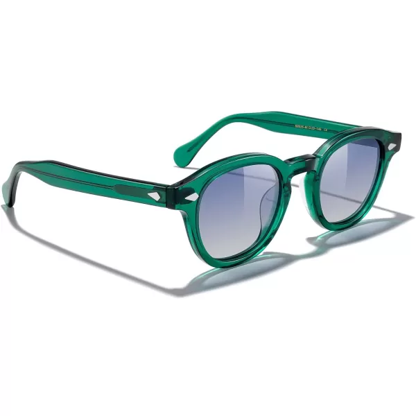 MERRYS Acetate Polarized Retro Oval Sunglasses for Men Women unisex adult Vintage EyewearEmerald Green FrameBlue Gradient Lens