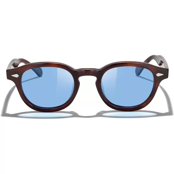 MERRYS Acetate Polarized Retro Oval Sunglasses for Men Women unisex adult Vintage EyewearTortoise FrameBlue Lens