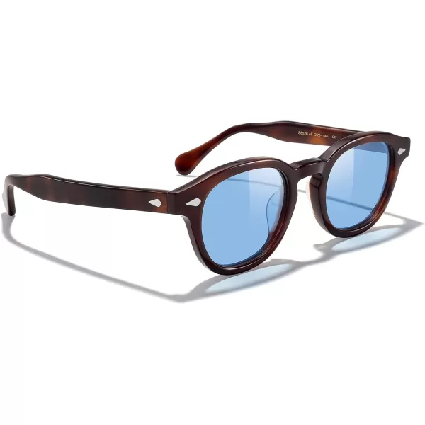MERRYS Acetate Polarized Retro Oval Sunglasses for Men Women unisex adult Vintage EyewearTortoise FrameBlue Lens