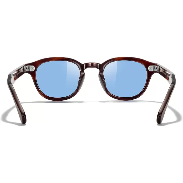 MERRYS Acetate Polarized Retro Oval Sunglasses for Men Women unisex adult Vintage EyewearTortoise FrameBlue Lens