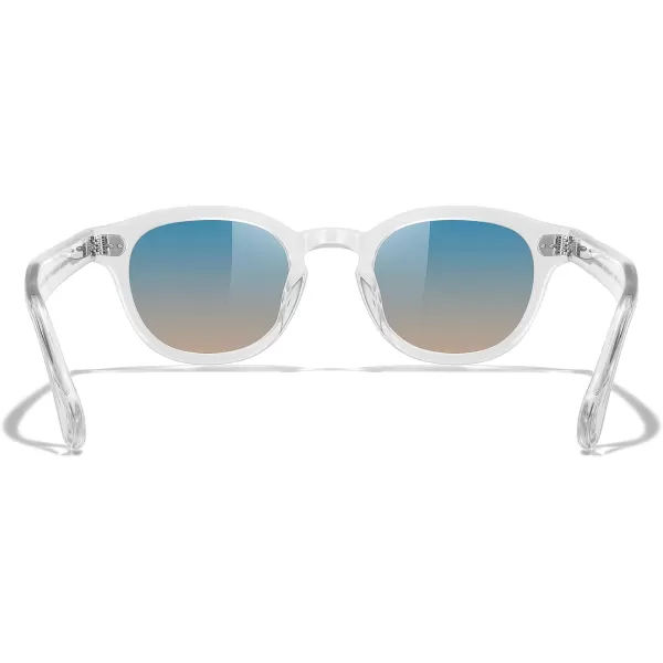 MERRYS Acetate Polarized Retro Oval Sunglasses for Men Women unisex adult Vintage EyewearTransparent FrameBluebrown Lens