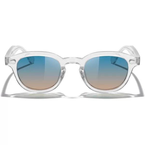 MERRYS Acetate Polarized Retro Oval Sunglasses for Men Women unisex adult Vintage EyewearTransparent FrameBluebrown Lens