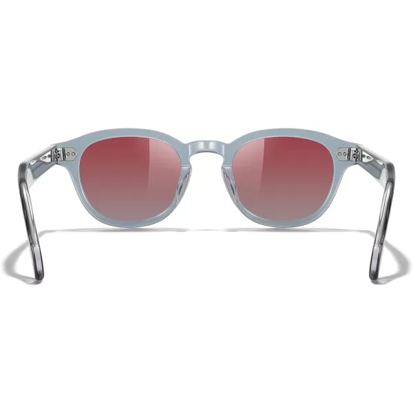 MERRYS Acetate Polarized Retro Oval Sunglasses for Men Women unisex adult Vintage EyewearTransparent Gray FrameRed Lens