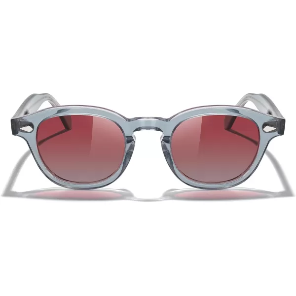 MERRYS Acetate Polarized Retro Oval Sunglasses for Men Women unisex adult Vintage EyewearTransparent Gray FrameRed Lens