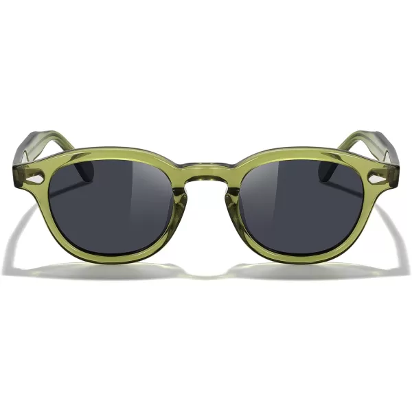 MERRYS Acetate Polarized Retro Oval Sunglasses for Men Women unisex adult Vintage EyewearTransparent Green FrameBlack Lens