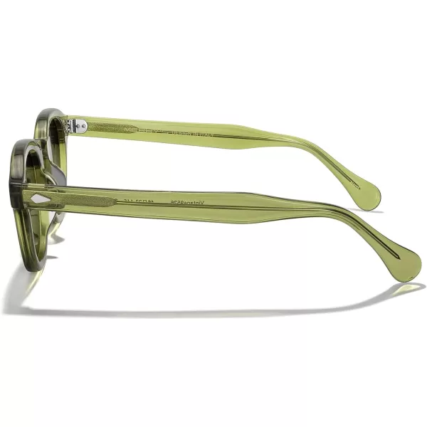 MERRYS Acetate Polarized Retro Oval Sunglasses for Men Women unisex adult Vintage EyewearTransparent Green FrameBlack Lens