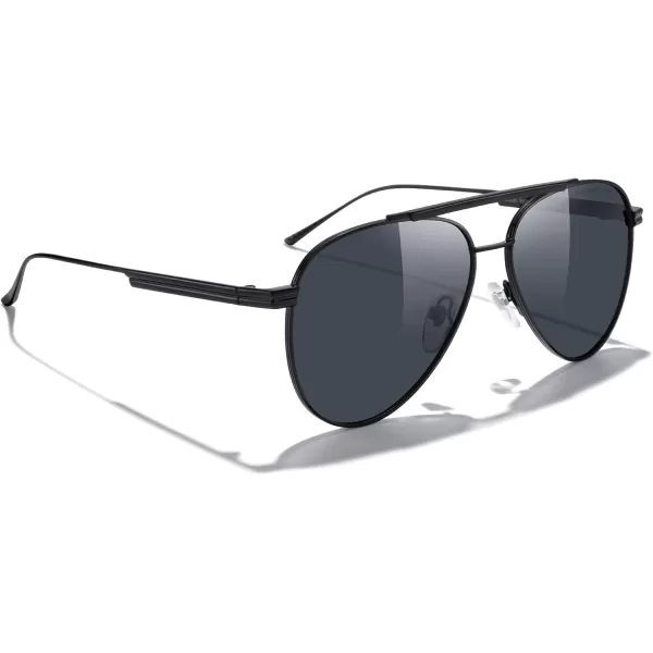 MERRYS Classic Aviator Polarized Sunglasses for Women Men Retro Driving Shades UV400 Metal Sun GlassesBlack FrameBlack Lens