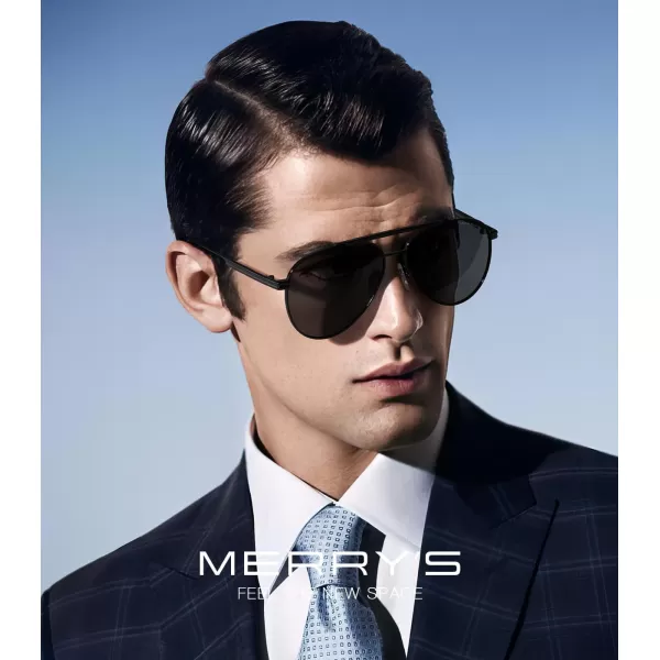 MERRYS Classic Aviator Polarized Sunglasses for Women Men Retro Driving Shades UV400 Metal Sun GlassesBlack FrameBlack Lens