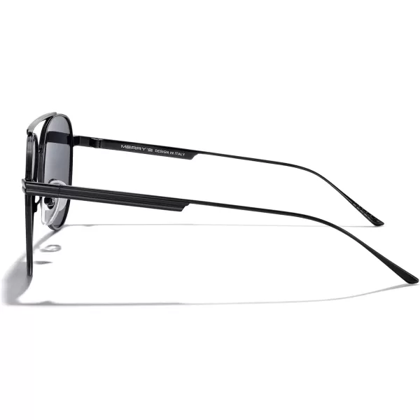 MERRYS Classic Aviator Polarized Sunglasses for Women Men Retro Driving Shades UV400 Metal Sun GlassesBlack FrameBlack Lens