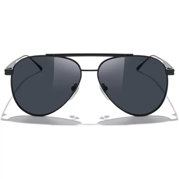 MERRYS Classic Aviator Polarized Sunglasses for Women Men Retro Driving Shades UV400 Metal Sun GlassesBlack FrameBlack Lens