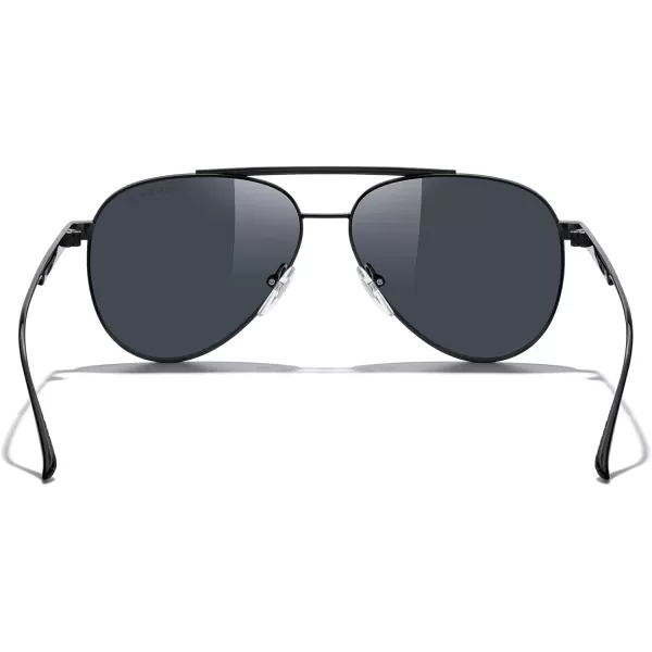 MERRYS Classic Aviator Polarized Sunglasses for Women Men Retro Driving Shades UV400 Metal Sun GlassesBlack FrameBlack Lens