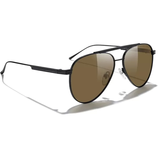 MERRYS Classic Aviator Polarized Sunglasses for Women Men Retro Driving Shades UV400 Metal Sun GlassesBlack FrameBrown Lens