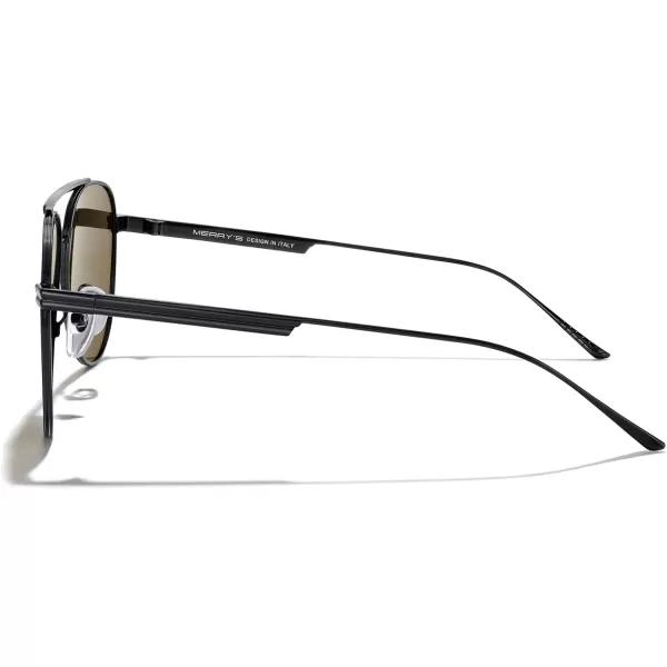MERRYS Classic Aviator Polarized Sunglasses for Women Men Retro Driving Shades UV400 Metal Sun GlassesBlack FrameBrown Lens