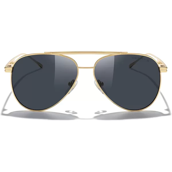 MERRYS Classic Aviator Polarized Sunglasses for Women Men Retro Driving Shades UV400 Metal Sun GlassesGold FrameBlack Lens