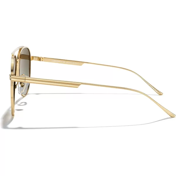 MERRYS Classic Aviator Polarized Sunglasses for Women Men Retro Driving Shades UV400 Metal Sun GlassesGold FrameBrown Gradient Lens